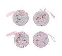 TOBBOMEY 4pcs Unicorn Coin Purse and Earphone Carry Case Set for Women, Small Tinplate Change Bag with Mixed Patterns, Travel Storage Organizer for Earbuds and Usb Cables