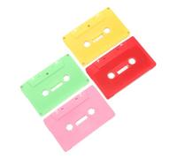 TOBBOMEY 4pcs Vintage Blank Cassette Tapes DIY Retro Audio Tape Decoration for Party Wall Ornament with Red Pink Light Green Yellow Colors