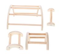 TOBBOMEY 4pcs Wooden Chicken Perch Stand for Hens and Birds Stable Bite-resistant Training Arch with Built Mirror Natural Farm Roost for Balance Exercise and Entertainment