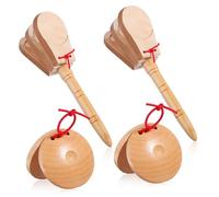 TOBBOMEY 4pcs Wooden Spanish Castanets Handheld Finger Percussion Instruments for Adults and Comfortable Grip with Fine Craftsmanship Unique Wood Grain Musical for Sensory Learning and