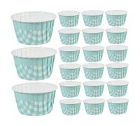 TOBBOMEY 50pcs Blue Gingham Cake Cups High-Temperature Resistant Baking Paper Muffin Wrappers Smooth Release Dessert Cups for Party Supplies Wedding Birthday Celebrations