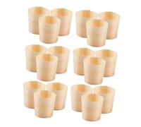 TOBBOMEY 50pcs Wooden Dessert Cups Snack Containers Portable Round Wood Cups for Parties Smooth Texture Versatile Use for Beverages and Small Items