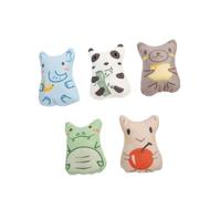TOBBOMEY 5pcs Animal-shaped Catnip Chew Toys Plush Pillows Sturdy Interactive Kitten Playset for Indoor Cats with Bamboo Panda, Banana Elephant, Honey Bear, Apple Doll, and Snake Designs
