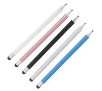 TOBBOMEY 5Pcs Dual-Head Stylus Pens for Touch Screens, High Sensitivity Tablet and Smartphone Touchscreen Pen with Suction Cup Food-Grade Silicone Tip, Black White Blue Rose Gold Silver