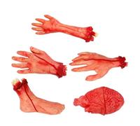 TOBBOMEY 5pcs Halloween Scary Prank Prop Broken Hands Heart Simulated Human Parts for Horror Party Material