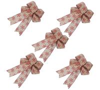 TOBBOMEY 5pcs Pre-tied Burlap Snowflake Bowknots for Crafts Rustic Fishtail Bows DIY Holiday Decorations Tree Ornaments Winter Festival Wrapping Accents