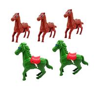 TOBBOMEY 5Pcs Wind-up Horse for Clockwork Jumping Plastic Animals No Battery Outdoor Play Figures for Boys Random Color