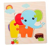 TOBBOMEY 5pcs Wooden Cartoon Animals Puzzle for Educational Brain Development Jigsaw with Bee Frog Goldfish Fish Elephant Patterns for Preschool Boys Age