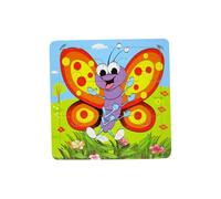 TOBBOMEY 5pcs Wooden Puzzle Educational for Handmade Early Learning Playthings with Elephant Tiger Panda Monkey Butterfly Interactive Montessori