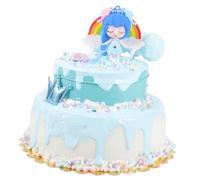 TOBBOMEY 6-inch Dual-layer Artificial Cake Toy for Boys and Girls, Realistic Cream Simulation Dessert Photo Prop Unicorn Design, Tabletop Cake Decor for Bakery and Party Display