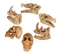 TOBBOMEY 6 Pcs Mini Animal Skull Decor Plastic Skull Shape Ornaments for Aquarium Desktop Space-saving Home Decoration with Realistic Crocodile Rhino Designs