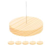 TOBBOMEY 6 Sets Wooden Base Doll Display Stand with Needle Felting Support 5Cm Thick Round Base Crochet Doll Storage Rack and Display