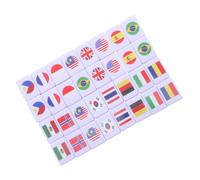 TOBBOMEY 64pcs Compact Mahjong Set Melamine Tiles with National Flags Educational Geography Game for Players Family Travel Party Matching Strategy Board Game