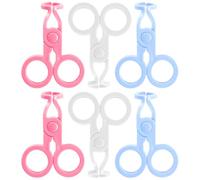 TOBBOMEY 6pcs 6pcs Lens Tweezers with Eyelid Opener for Easy Cosmetic Lens Removal Portable Lens Remover Clips in White Pink Blue for Beginners and Daily Use