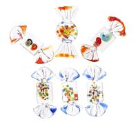 TOBBOMEY 6pcs Glass Candy Ornament Realistic for Home Tabletop Japanese Style Glass Sweets Decoration for Bedroom Living Dining