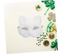 TOBBOMEY 6pcs Half Face Cat Fox Masquerade Masks White Blank Animal DIY Masks with Lace Eye Mesh Lightweight Breathable for Halloween Cosplay Carnival Party Decorations