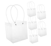 TOBBOMEY 6pcs Handheld Clear Bags for Flower Bouquets Reusable Floral Wrapping Bags for Weddings and Retail Packaging for