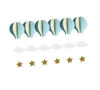 TOBBOMEY 6pcs Hot Air Balloon Paper Hanging Ornaments for Shower Decorations Reusable Design with Light Blue Sky Blue and Colors for Party Ceiling Window and Door Display