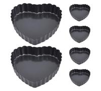 TOBBOMEY 6pcs Mini Heart Shaped Tart Pans Nonstick Bakeware Set with Removable Bottoms 4-inch Small Cake and Quiche Molds for Home Baking