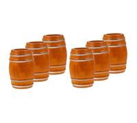 TOBBOMEY 6pcs Mini Wooden Beer Barrel Ornament Miniature Scene Accessory Dollhouse Decor for Boys and Girls