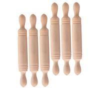 TOBBOMEY 6pcs Mini Wooden Rolling Pins Set for Pretend Play, Tiny Non-stick Dollhouse Kitchen Decor Accessories, Miniature Pasta Roller Tool for Craft and Baking
