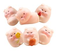 TOBBOMEY 6pcs Miniature Piggy Figurines Resin Cute Pig for Garden Decoration Desk DIY Micro Landscape Ornaments Cartoon Piglet Statue