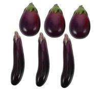 TOBBOMEY 6pcs Realistic Artificial Eggplants Lifelike Vegetable Display Models for Home Decor Kitchen Cabinet Photography Teaching Tools Faux Food Props