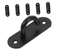 TOBBOMEY 6pcs Stainless Steel Resistance Bands Anchor Hooks Wall Mount for Strength Training Yoga Strap Fixing Heavy Duty Workout Equipment Black