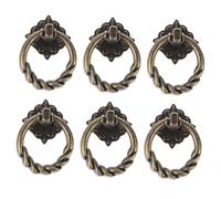 TOBBOMEY 6pcs Vintage Cupboard Handles Retro Drawer Pull Ring Knobs for Cabinet Wardrobe Furniture Construction Decorative and Functional Replacement Hardware