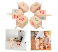 TOBBOMEY 6pcs Wooden Spinning Tops Bright Colorful Gyro Smooth Surface Hand Eye Coordination Educational Birthday Christmas