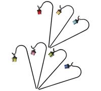 TOBBOMEY 7pcs Mini Lantern Stake Glow in the Dark with Iron Shepherd Hook Set, Miniature Garden Accessories for Dollhouse, Halloween and Micro Landscape Outdoor Decoration