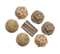 TOBBOMEY 7Pcs Small Pet Chew Natural Molar Balls for Hamsters and Rabbits Cage Decor with Teeth Grinding Function Non-toxic Material for Dental Care and Healthy Chewing
