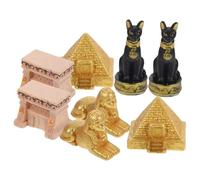 TOBBOMEY 8 Pcs Ancient Egyptian Resin Figurines Set Miniature Pyramid Sphinx Cat Goddess Statue Collectible Home Decor Resin Models for History Lovers and Christmas