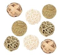TOBBOMEY 8Pcs Bunny Molar Balls Hamster Chew Natural Rattan Balls for Teeth Grinding Small Pet Chewer for Rabbits Guinea Pigs and Hamsters
