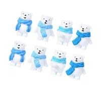 TOBBOMEY 8pcs DIY Miniature Bear Figurines Arctic Animal for Winter Wonderland Snowy Scene Decorations Detailed Polar Bear Models for Christmas Birthday Party Crafting