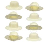 TOBBOMEY 8pcs DIY Straw Hats Natural Material Plain White Blank Fedora Sunhats for Creative Painting Craft Projects Birthday Parties Tea Party Supplies