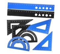 TOBBOMEY 8pcs Geometry Ruler Set with Metal Triangle Rulers and Protractor Precision Measuring Tools for School Classroom Office Clear Markings for Accurate Drafting and Design Portable