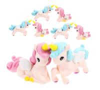TOBBOMEY 8pcs Resin Mini Unicorn Figurines Cute Miniature Unicorn Ornaments Lightweight Cake Decorations for Birthday Party Shower Bedroom Office DIY Fairy Garden