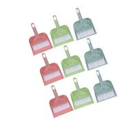 TOBBOMEY 9pcs Mini Broom and Dustpan Set Portable Desk Cleaning Brush with Soft Bristles for Pet Cage Reptile Box Desktop Keyboard Car Nest Cleaning Compact Handheld Tool