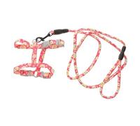 TOBBOMEY Adjustable Cat Vest Harness with Leash Red Floral Design Medium Comfortable Anti-lost Safety Belt for Outdoor Travel and Walking Pet Supplies