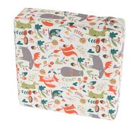 TOBBOMEY Adjustable Heightening Seat Cushion for Dining Chair Pad Non-Slip Sponge Booster Seat with Straps for Student Easy-Clean Cozy Booster with Happy Animals White Design