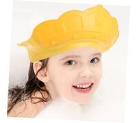 TOBBOMEY Adjustable Shower Hat for Ear Protection PE Material Bath Cap for Hair Washing Yellow Crown Design Comfortable and Safe for Bath