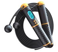 TOBBOMEY Adjustable Weighted Ropeless Jump Rope with Digital Counter for Indoor Fitness Training Anti-skid Handles Cordless Design for Men and Women Workout Boxing Mma Cardio Exercise