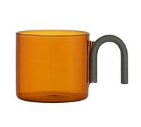 TOBBOMEY Amber Color Heat Resistant Glass Coffee Cup with Handle Creative Drinkware for Home and Office Easy Clean Tea and Water Mug with Comfortable Grip Stylish Colored Glass Beverage Cup