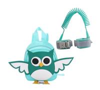 TOBBOMEY Anti-Lost Mini Backpack with Safety Strap for Kids, 1.5m Mint Design, Child Walking Harness and Detachable Leash, Two-in-one Toddler Safety Walking Backpack for Boys and Girls