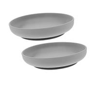 TOBBOMEY Anti-Spill Silicone Scoop Plate with Suction Base for Elderly Disabled Adults Self Feeding Dinnerware Non Slip Dish for Home Hospital Nursing Care 7.87In