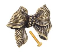TOBBOMEY Antique Brass Bowknot Drawer Pull Elegant Single Bow Handle for Dresser Cabinet Door Cupboard Wardrobe Hardware Vintage Style Furniture Decor