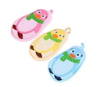 TOBBOMEY Baby Bath Sponges 3pcs Soft Cotton Penguin-Themed Bathing Balls in Mixed Colors, Washable Reusable Shower Rubs Suitable for Boys and Girls and Newborn Bathing