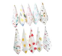 TOBBOMEY Baby Face Towels and Cotton Handkerchiefs for Newborns, 6-Layer Muslin Cotton, Soft Absorbent Nursing Towels for Baby Bathing and Feeding, 30x30cm, 10pcs Mixed Set Random Style
