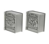 TOBBOMEY Baby First Tooth and Curl Keepsake Boxes for Kids Metal Storage Organizers Vintage Silver Treasure Chest 2pcs Suitable for Baby Teeth and Hair
